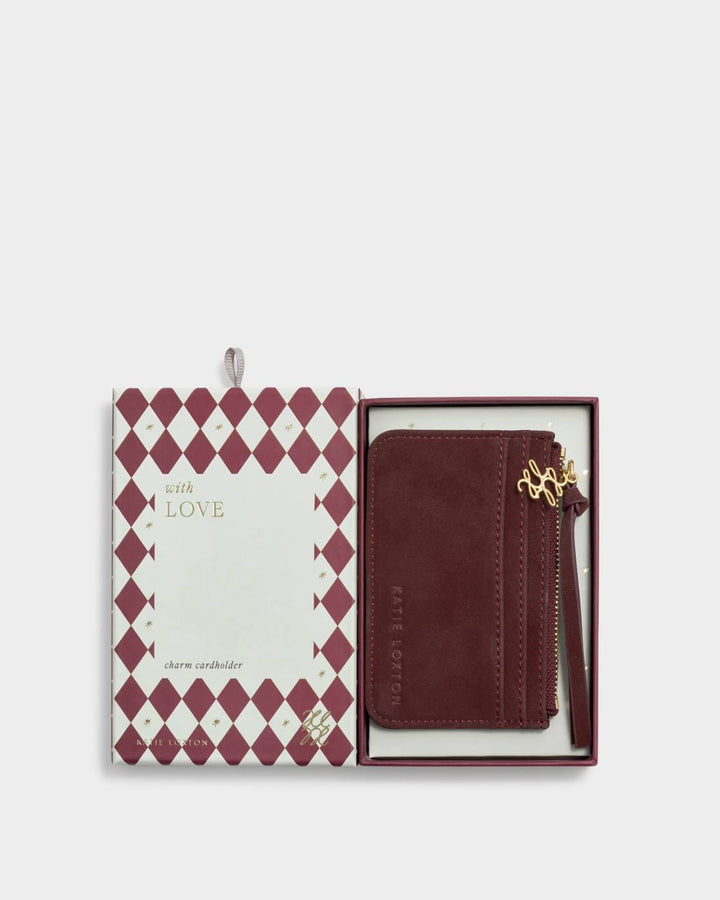 Katie Loxton Gift Boxed Suedette Coin & Card Holder - Cherry