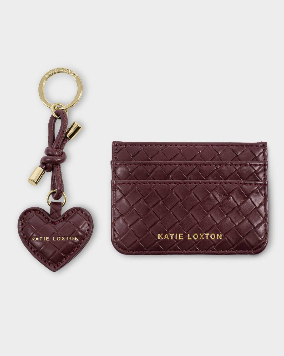 Katie Loxton Gift Boxed Keyring & Card Holder Set - Cherry Woven