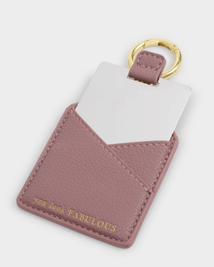 Katie Loxton Boxed Mirror Keyring 'You Look Fabulous' - Deep Rose