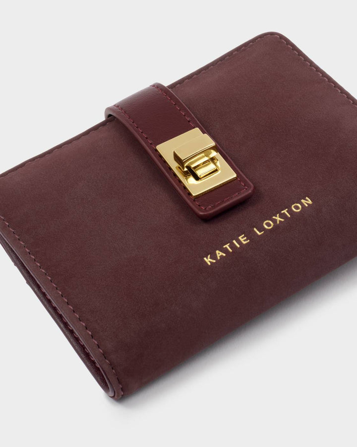 Katie Loxton Orin Lock Twist Purse- Cherry Suedette