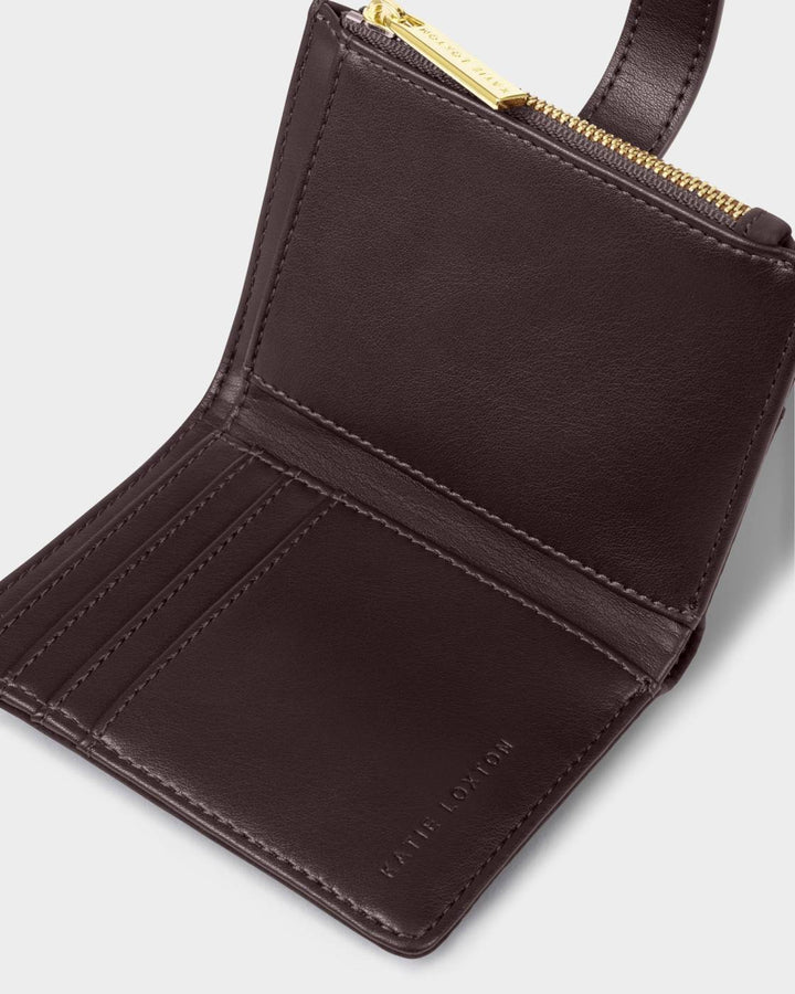 Katie Loxton Orin Twist Lock Purse- Bitter Chocolate Suedette