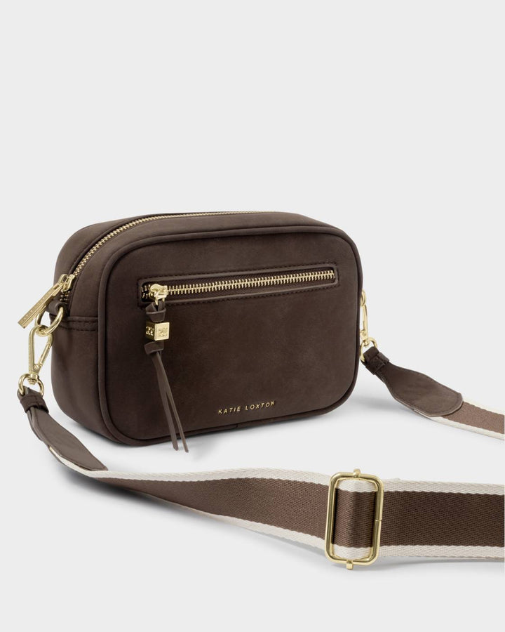 Katie Loxton Lottie Suedette Crossbody Bag- Chocolate