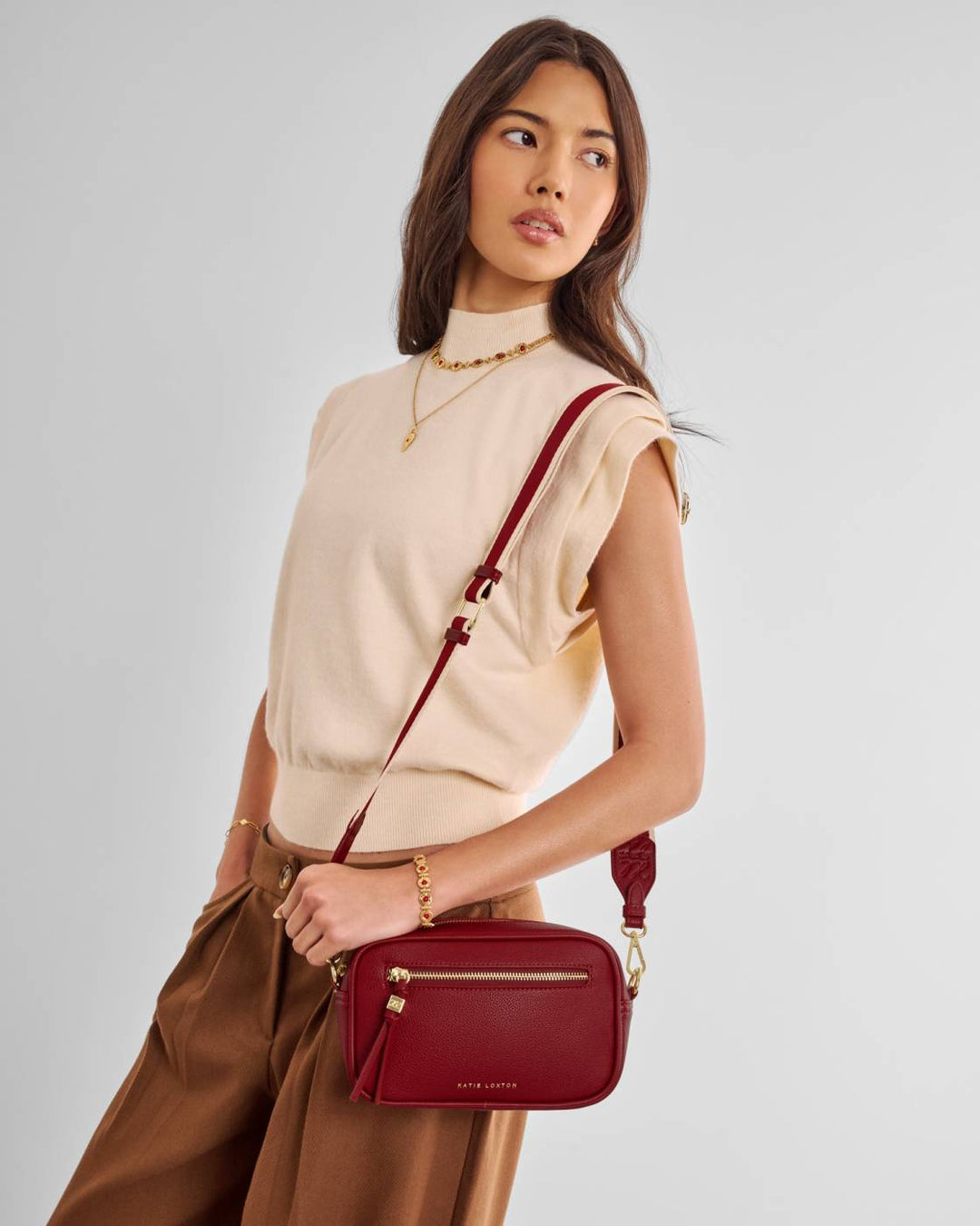 Katie Loxton Lottie Crossbody Bag- Crimson