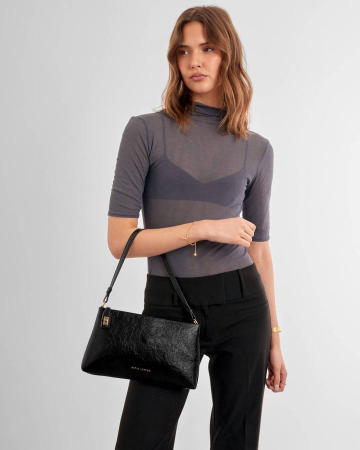 Katie Loxton Orin Twist Lock Small Shoulder Bag- Black