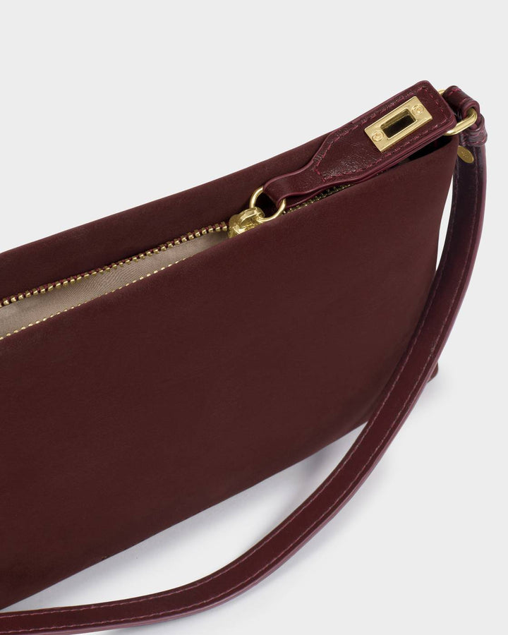 Katie Loxton Orin Twist Lock Small Shoulder Bag- Suedette Cherry