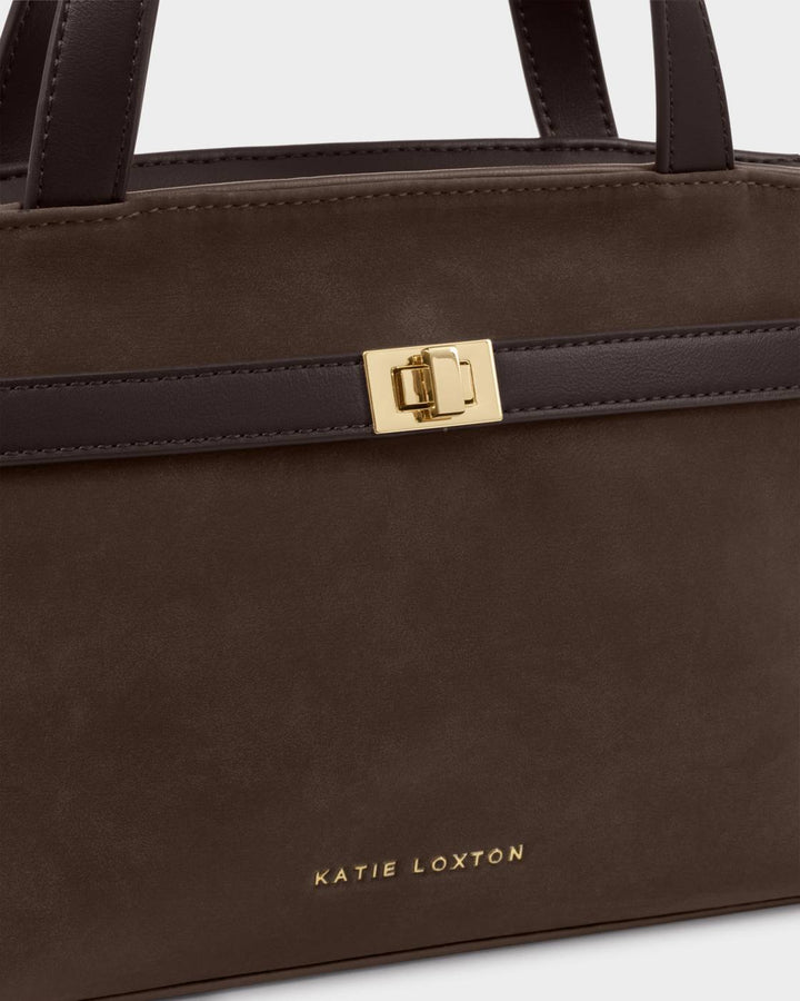 Katie Loxton Orin Top Handle Bag- Bitter Chocolate Suedette