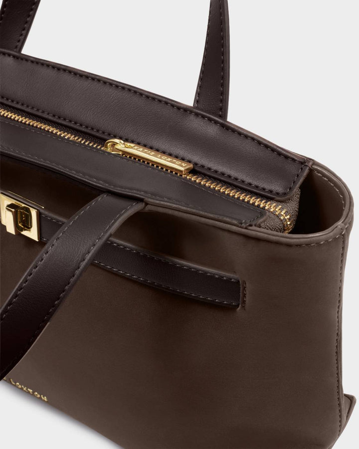 Katie Loxton Orin Top Handle Bag- Bitter Chocolate Suedette