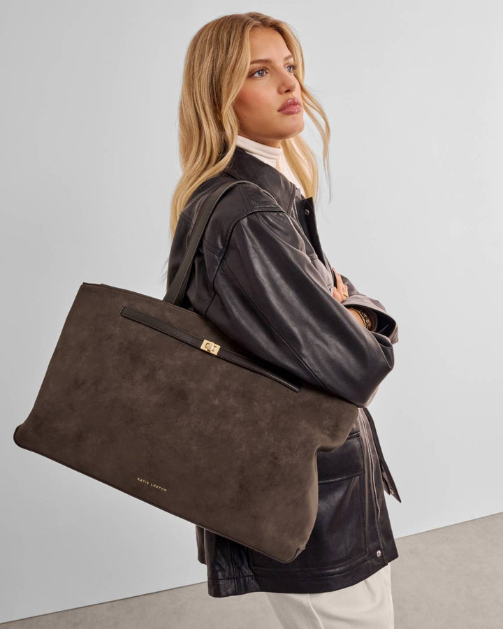 Katie Loxton Orin Tote bag- Bitter Chocolate Suedette