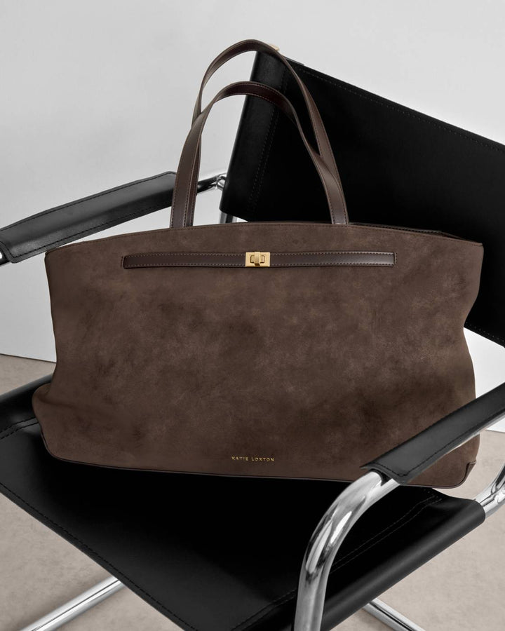Katie Loxton Orin Tote bag- Bitter Chocolate Suedette