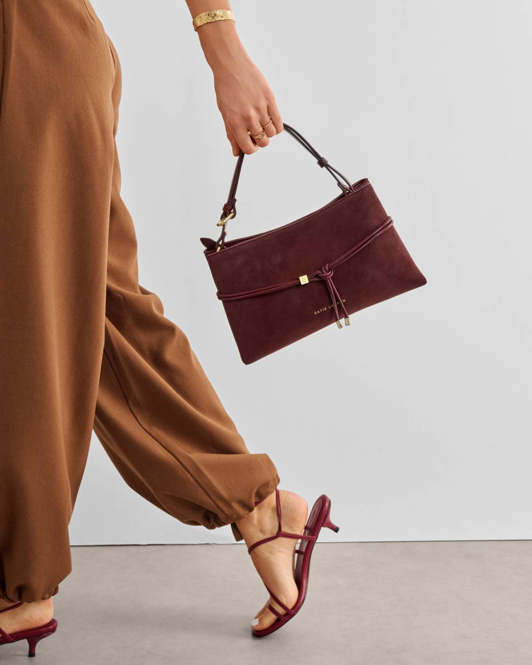 Katie Loxton Lori Suedette Crossbody Bag - Cherry