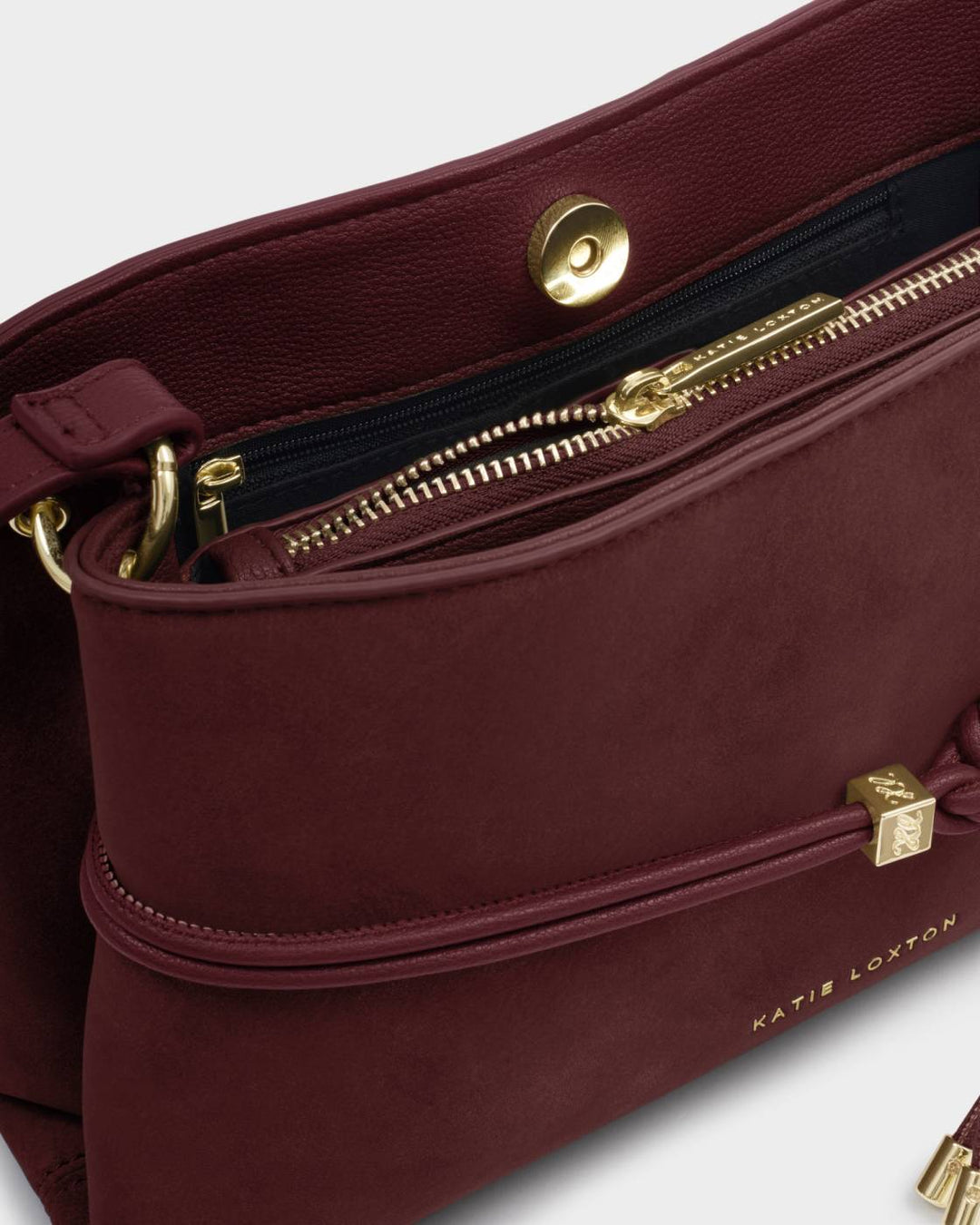 Katie Loxton Lori Suedette Crossbody Bag - Cherry