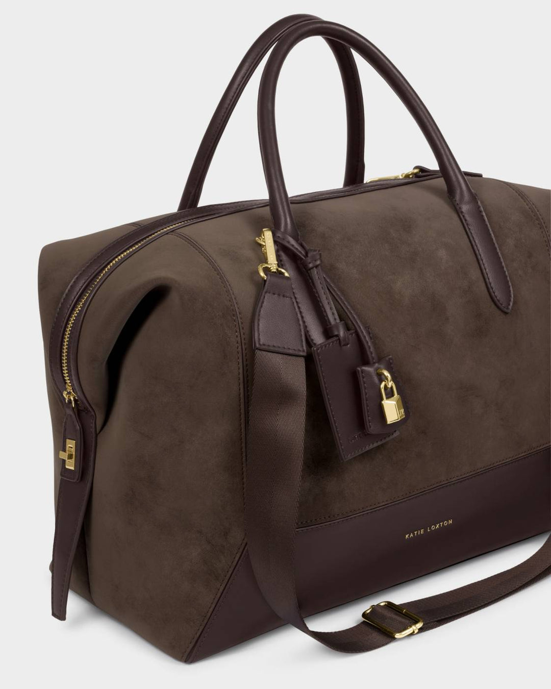 Katie Loxton Charlbury Suedette Cabin Bag - Bitter Chocolate