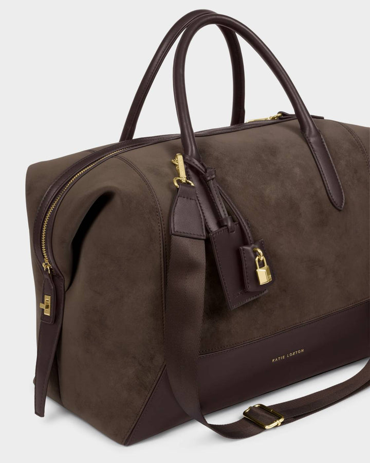 Katie Loxton Charlbury Suedette Cabin Bag - Bitter Chocolate