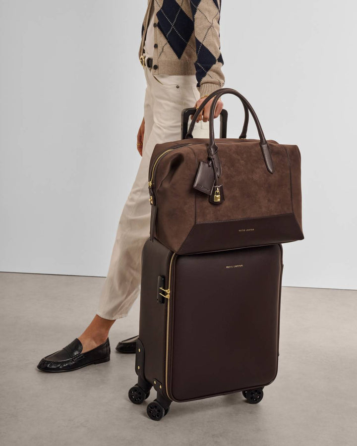 Katie Loxton Charlbury Suedette Cabin Bag - Bitter Chocolate