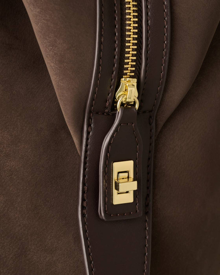 Katie Loxton Charlbury Suedette Cabin Bag - Bitter Chocolate