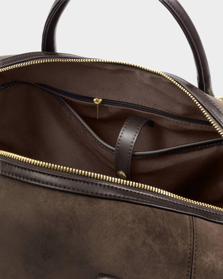 Katie Loxton Charlbury Suedette Cabin Bag - Bitter Chocolate