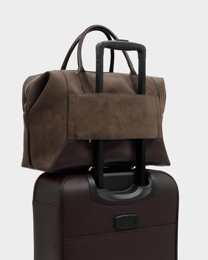 Katie Loxton Charlbury Suedette Cabin Bag - Bitter Chocolate