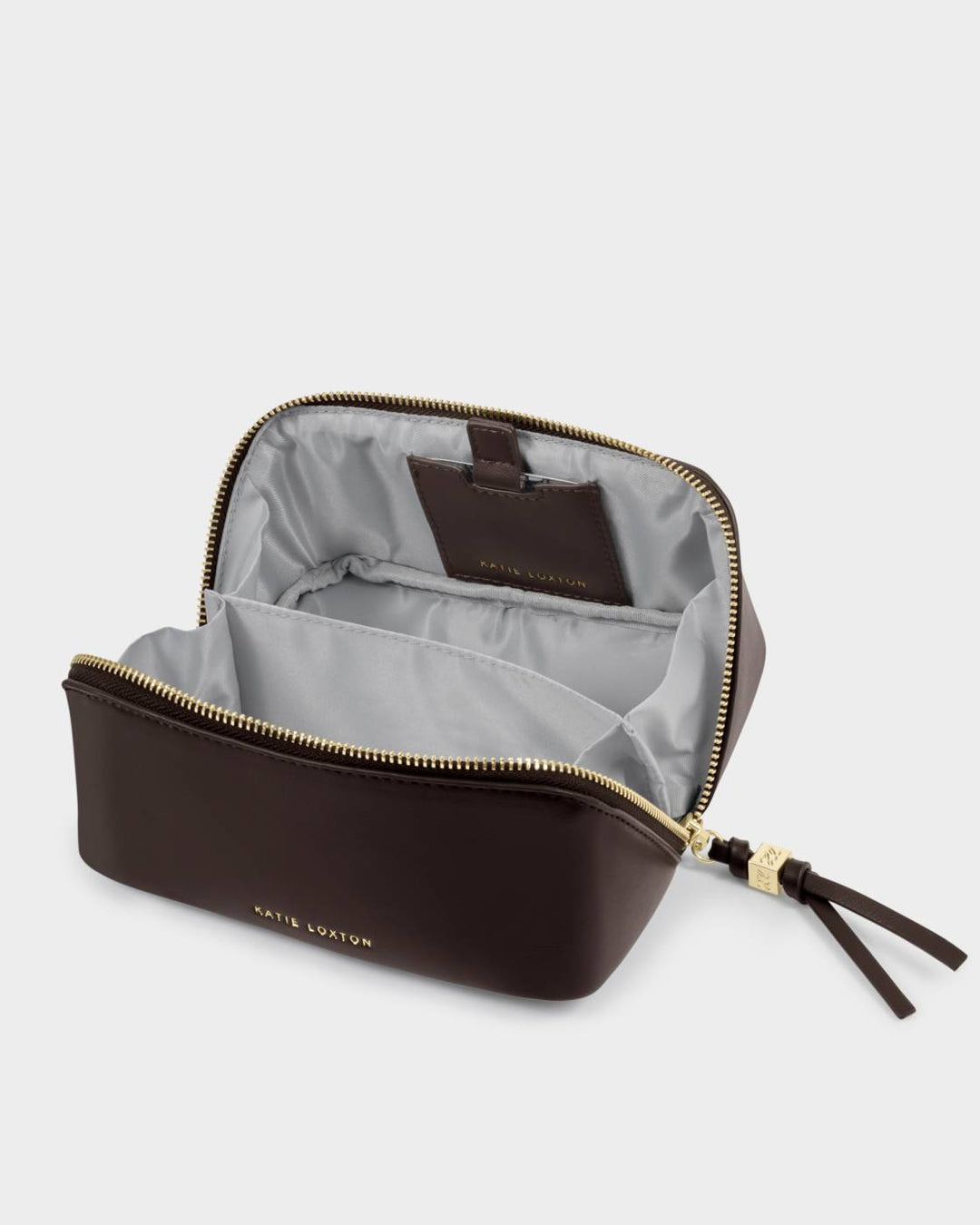 Katie Loxton Fold-Out Mirror Makeup Bag - Bitter Chocolate