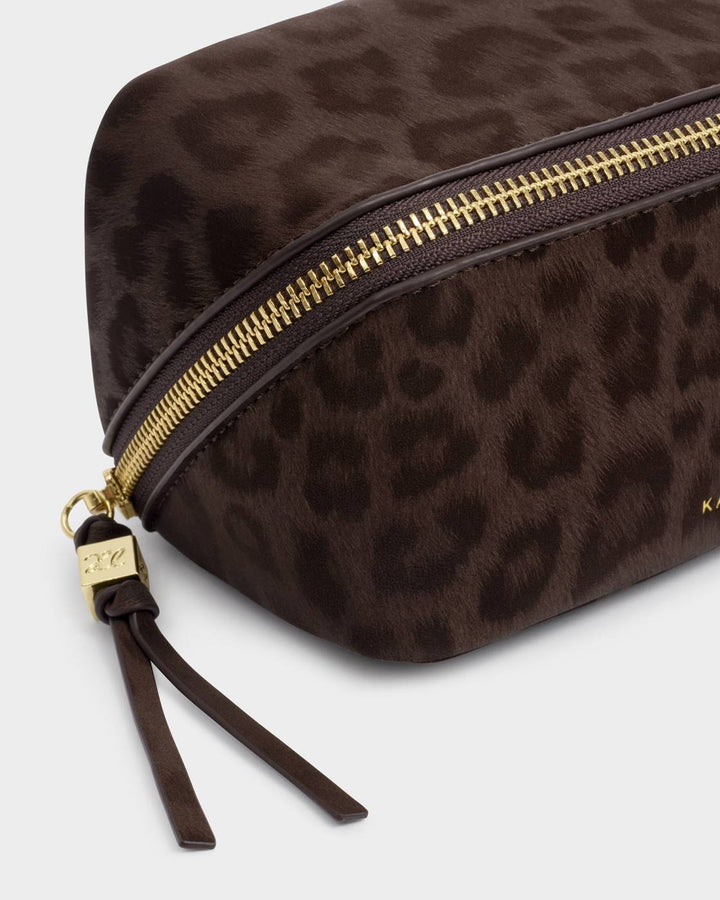 Katie Loxton Fold-Out Mirror Makeup Bag - Chocolate Leopard