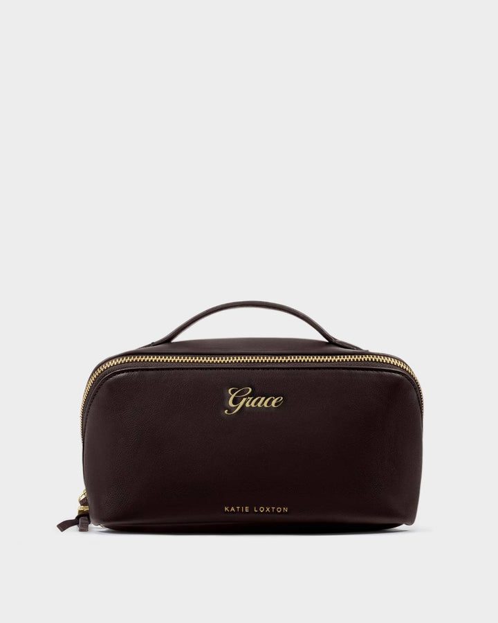 Katie Loxton Soho Medium Makeup & Wash Bag - Bitter Chocolate