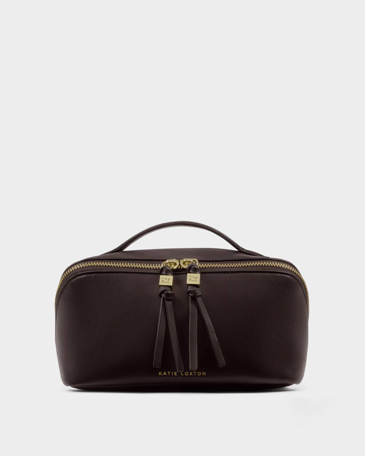 Katie Loxton Soho Medium Makeup & Wash Bag - Bitter Chocolate