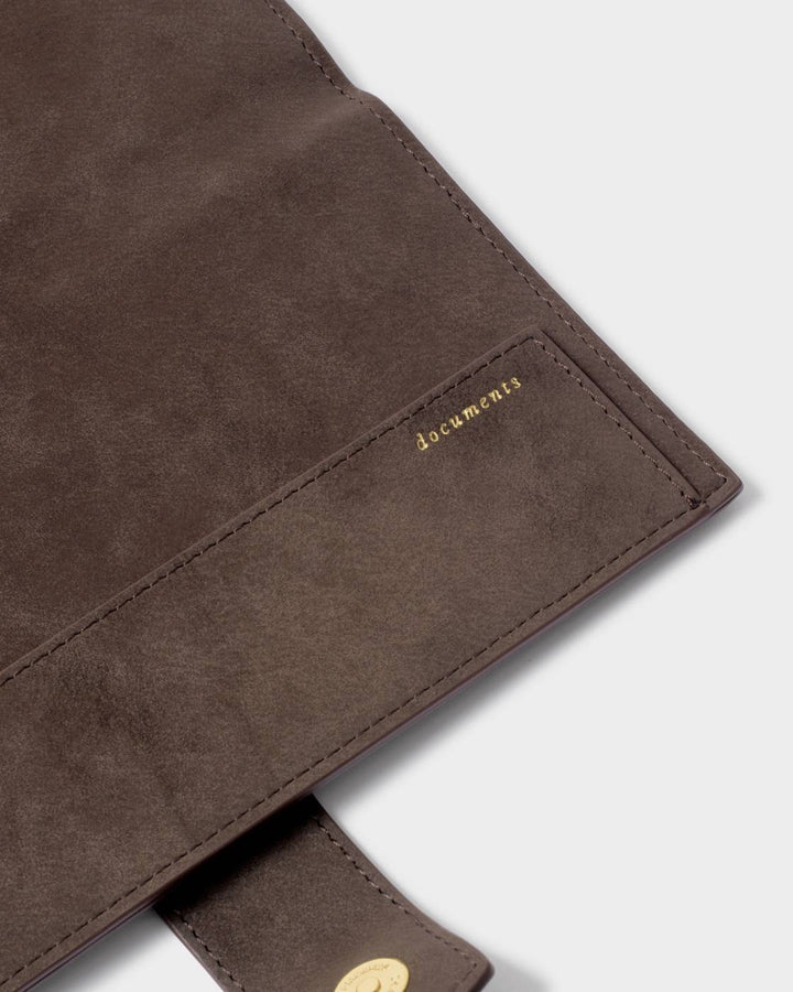 Katie Loxton Charlbury Suedette Travel Wallet - Chocolate