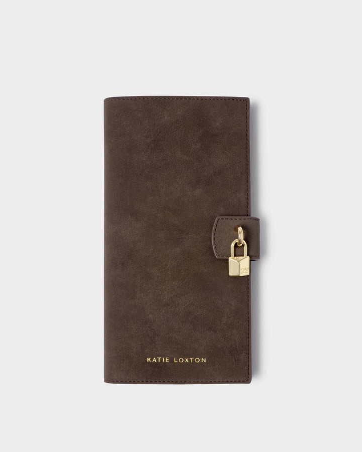 Katie Loxton Charlbury Suedette Travel Wallet - Chocolate