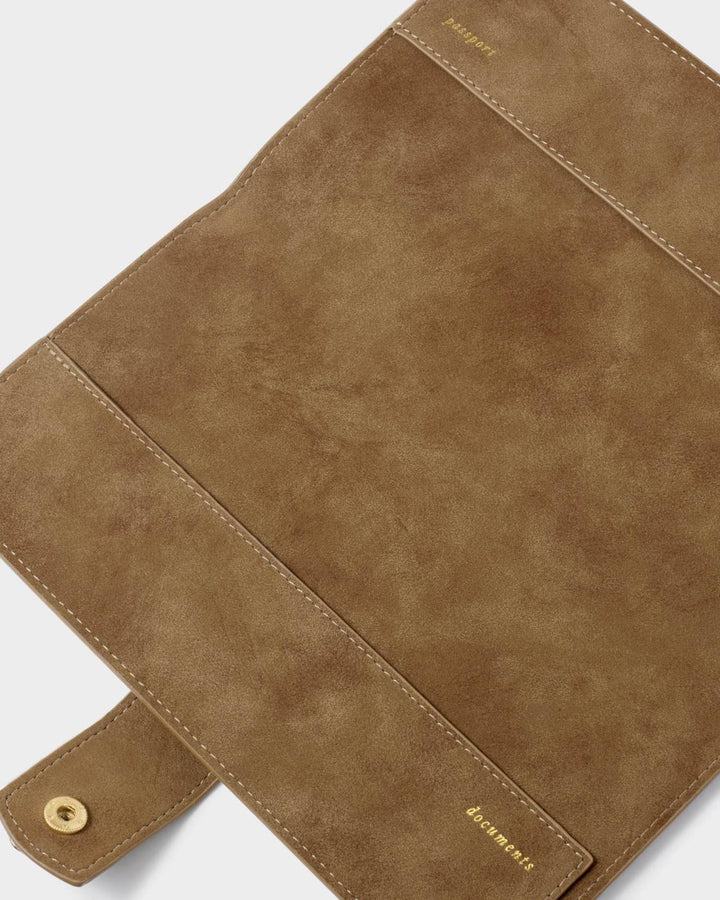 Katie Loxton Charlbury Suedette Travel Wallet - Caramel