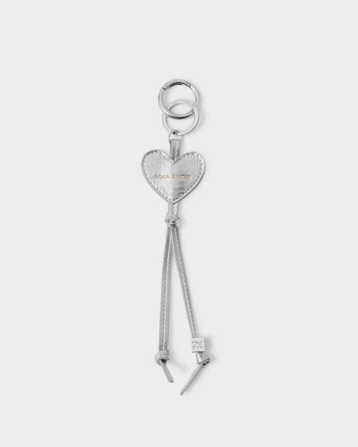 Katie Loxton Heart Charm Keyring - Soul Sister in Silver