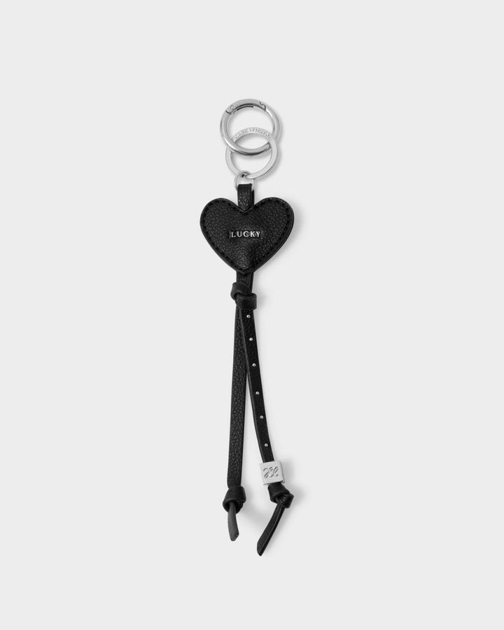 Katie Loxton Heart Charm Keyring - Lucky in Black