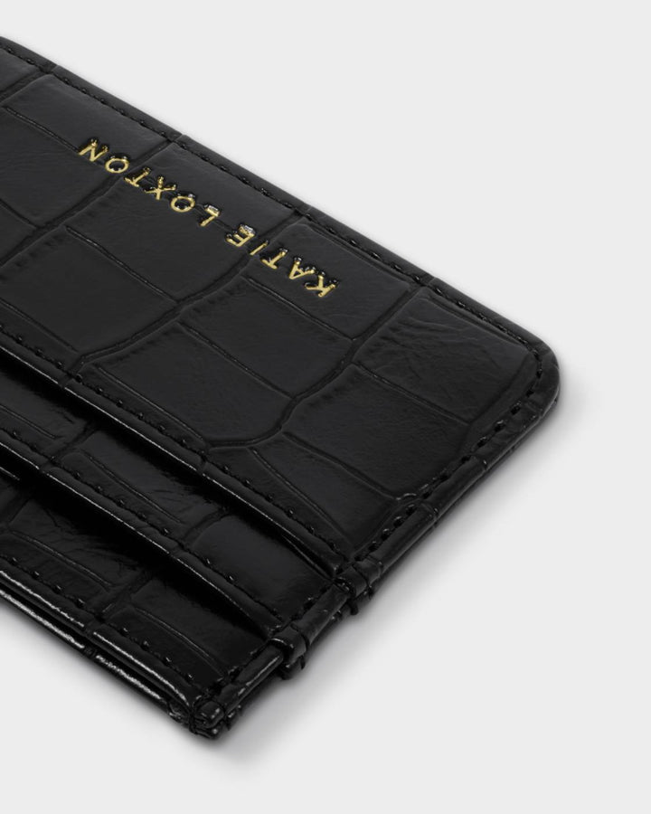 Katie Loxton Gift Boxed Keyring & Card Holder Set - Black Croc