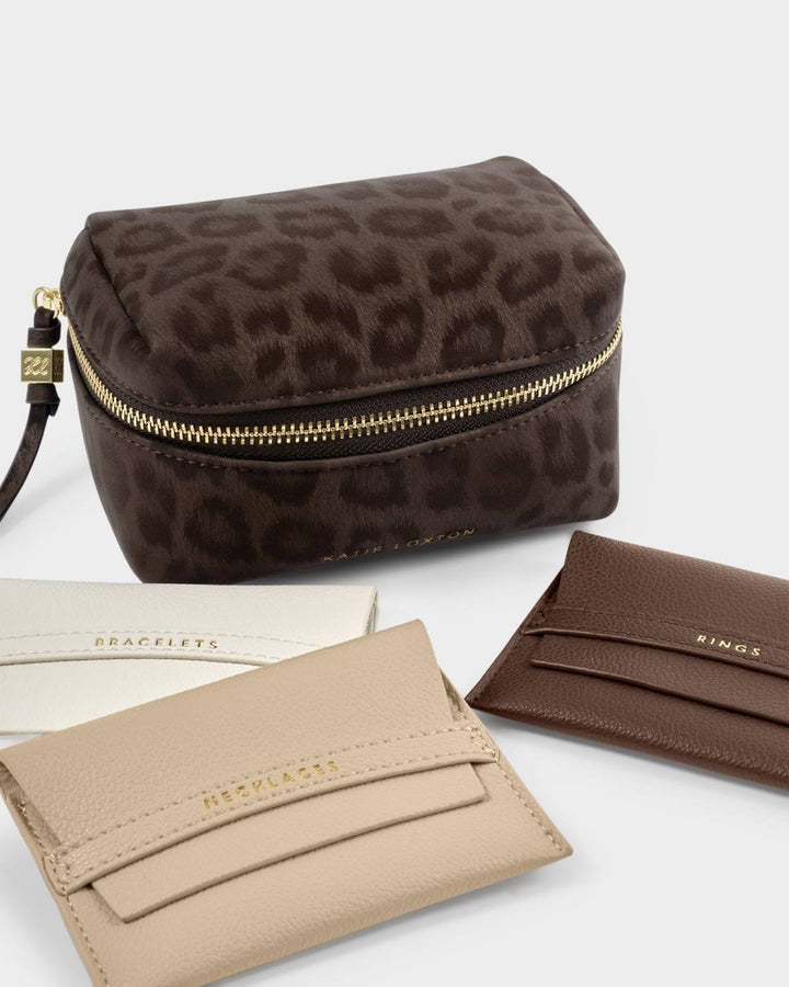 Katie Loxton Woven Accessories Organiser - Chocolate Leopard