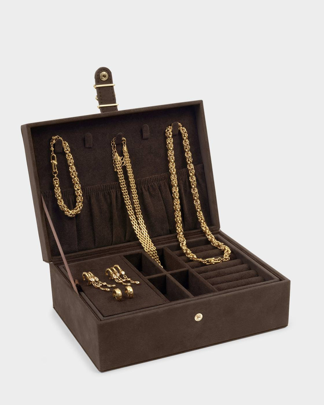 Katie Loxton Large Signature Suedette Jewellery Box - Chocolate