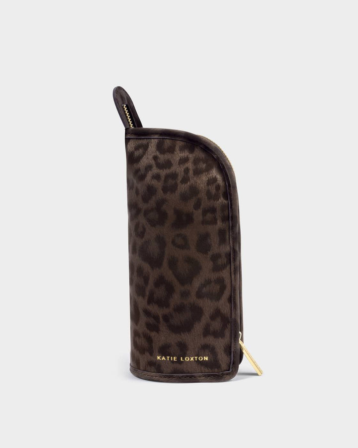 Katie Loxton Makeup Brush Set With Case - Chocolate Leopard