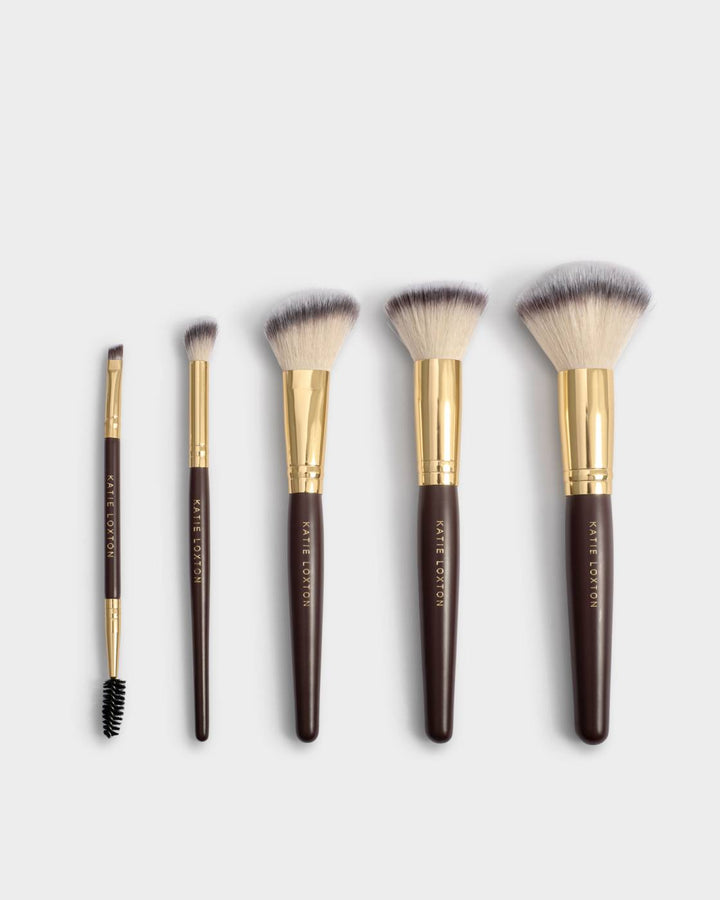 Katie Loxton Makeup Brush Set With Case - Chocolate Leopard