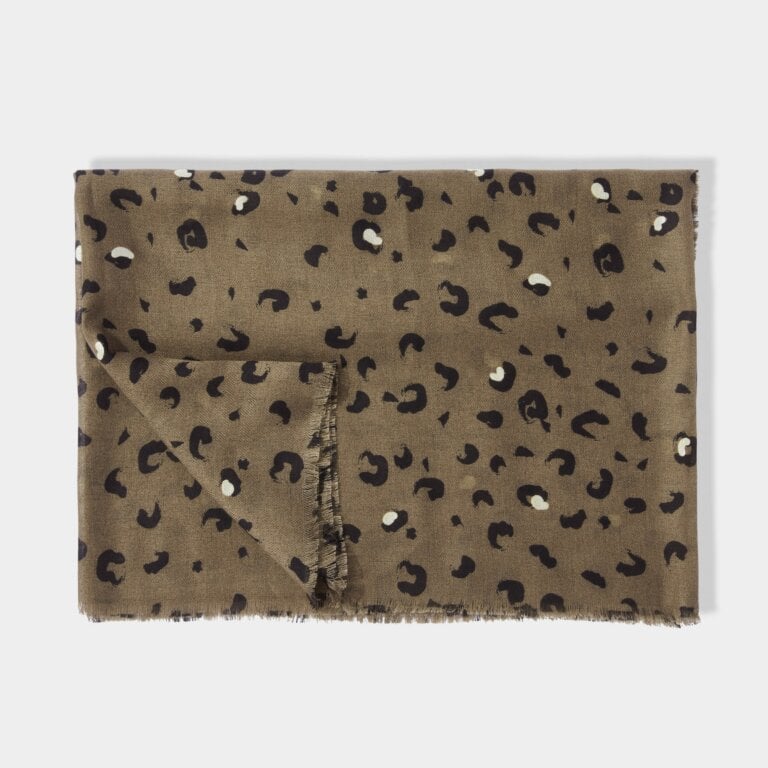 Katie Loxton Foil Leopard Brush Scarf Mink/ Silver Foil