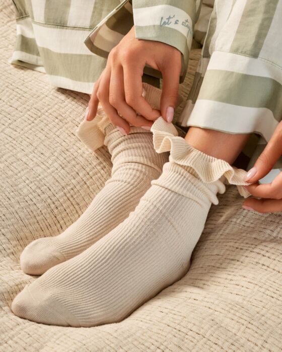 Katie Loxton Gift Box Ruffle Socks - Off White