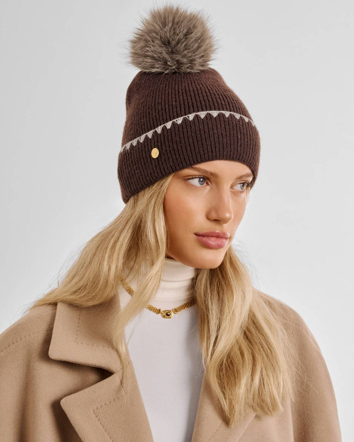 Katie Loxton Whipstitched Pom Pom Knitted Hat