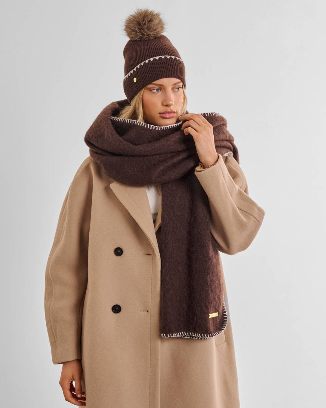 Katie Loxton Whipsitched Scarf - Chocolate