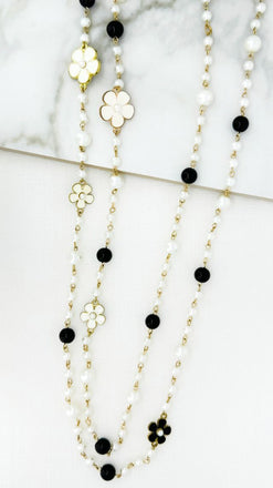 Envy Gold Enamel Flower & Bead Necklace