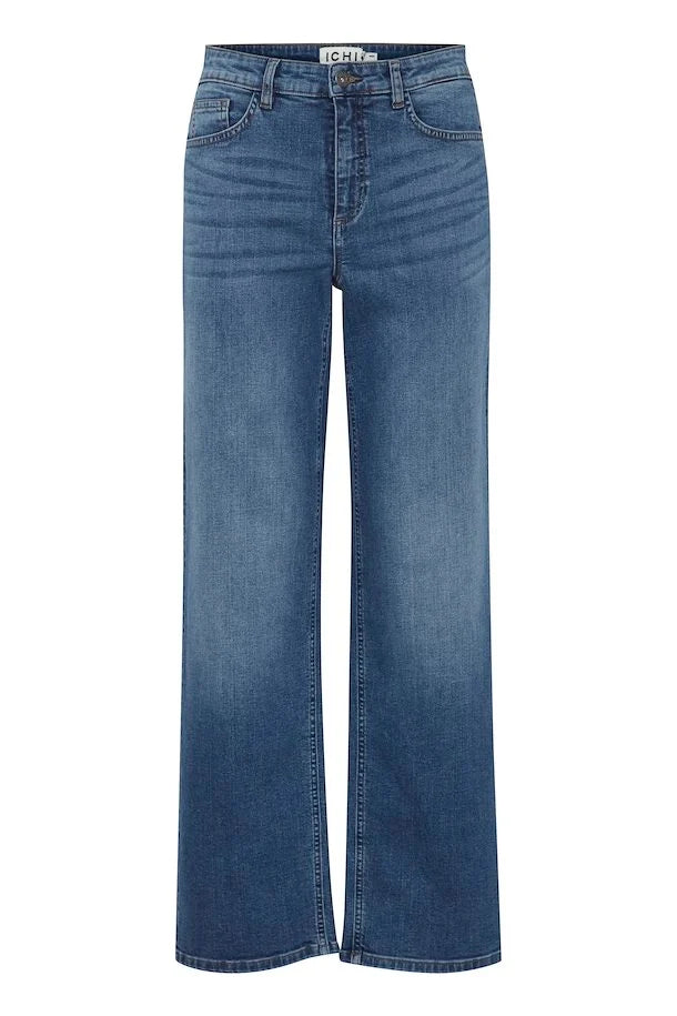 Ichi Twiggy Straight Leg Jeans- medium Blue- 32 leg