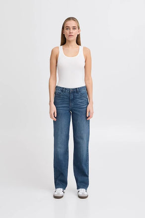 Ichi Twiggy Straight Leg Jeans- medium Blue- 32 leg