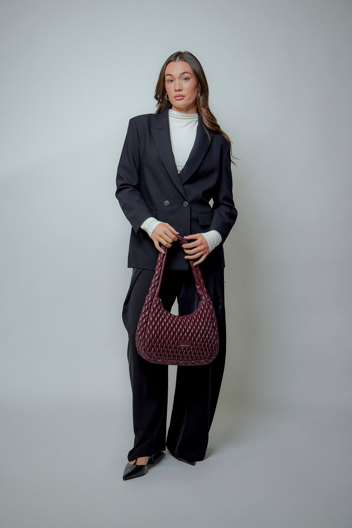 Every Other Quilted Shoulder Bag - Burgundy