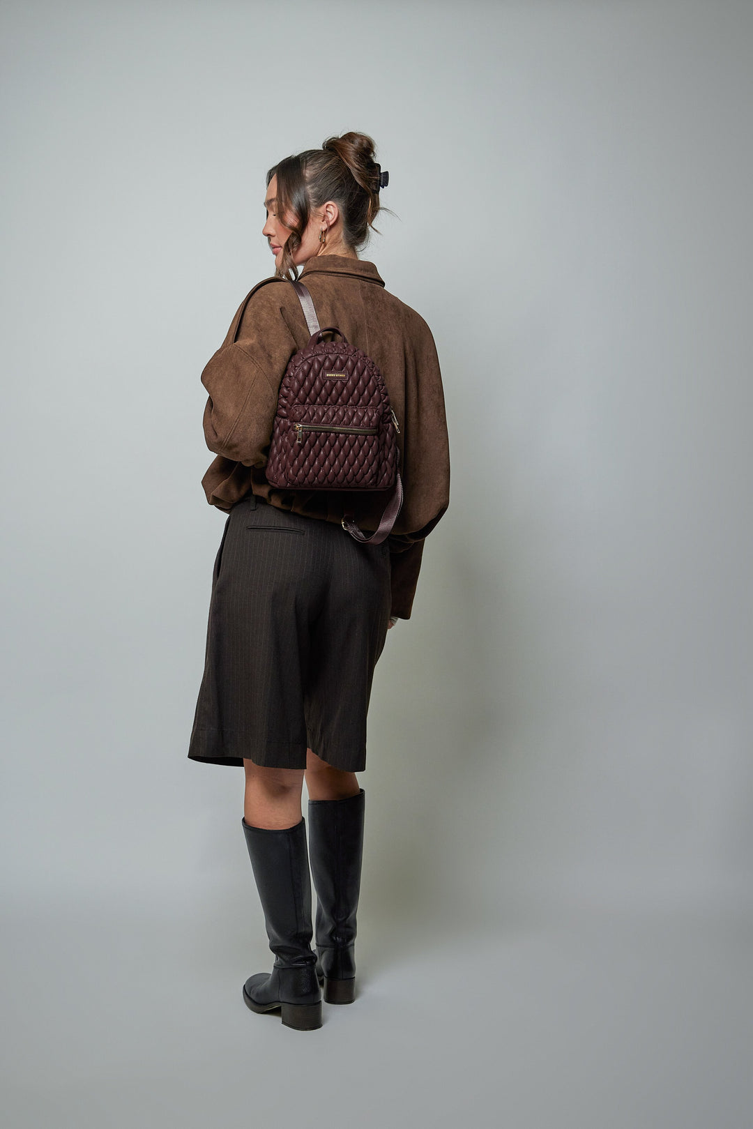 Every Other Mini Quilted Backpack - Burgundy