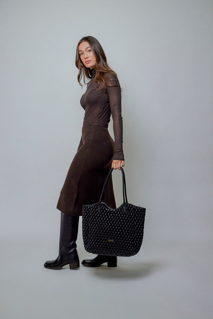 Every Other Large Quilted Tote Bag - Black