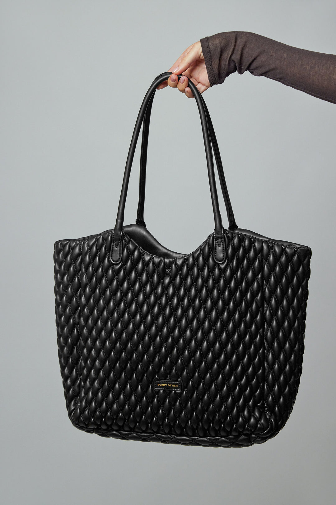 Every Other Large Quilted Tote Bag - Black
