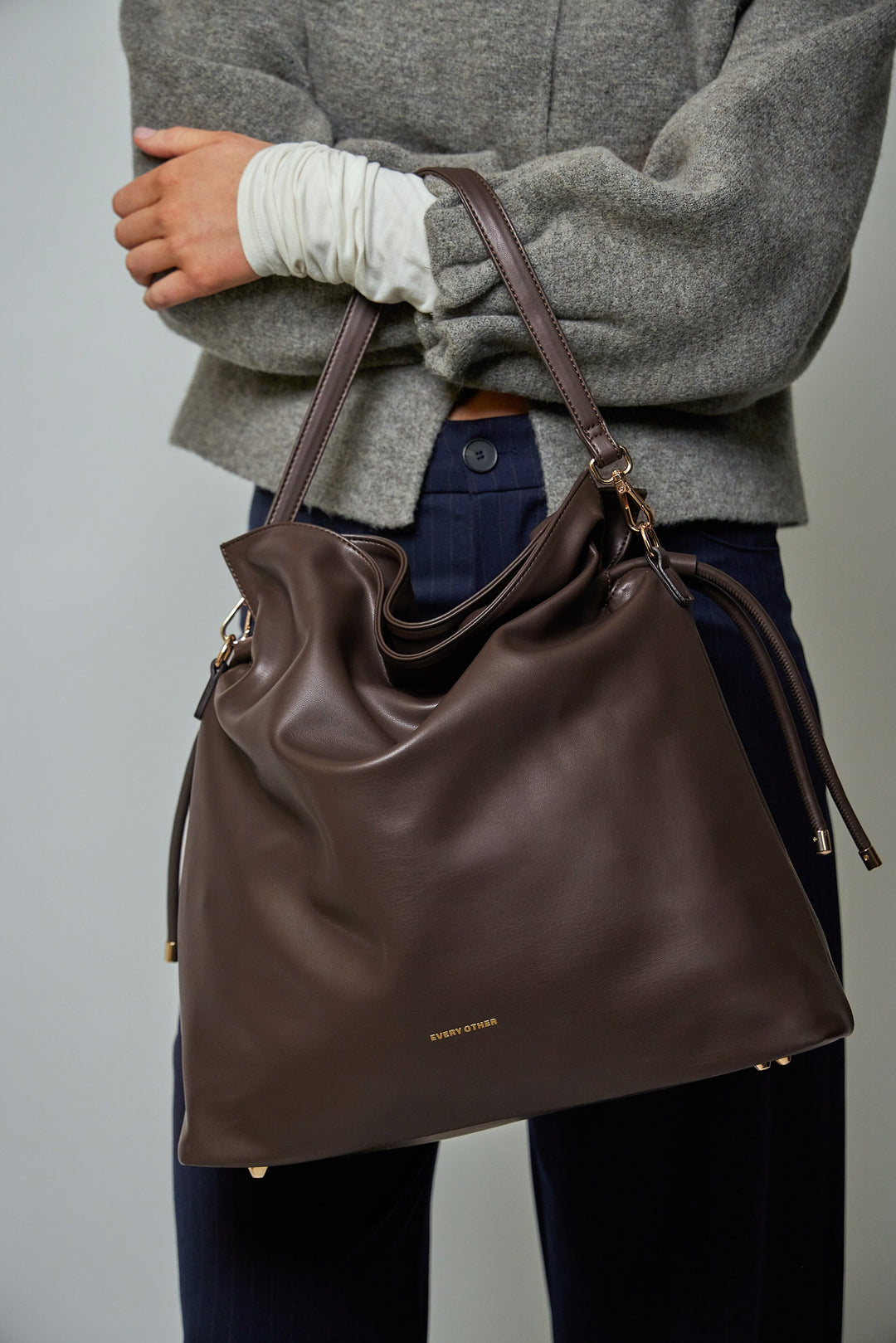 Every Other Drawstring Shoulder-Cross Body Bag - Clay