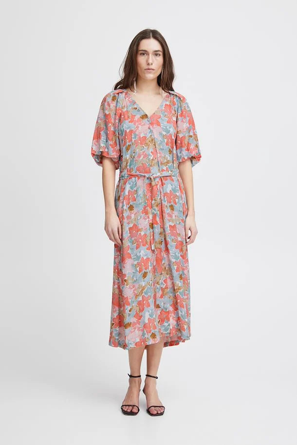 Ichi Sanura Dress - Multi Flower Aop