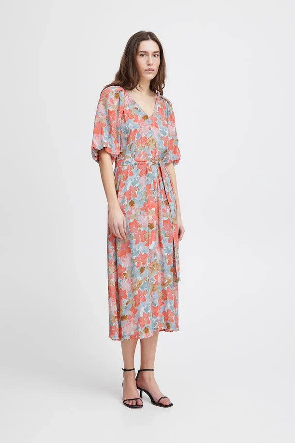 Ichi Sanura Dress - Multi Flower Aop