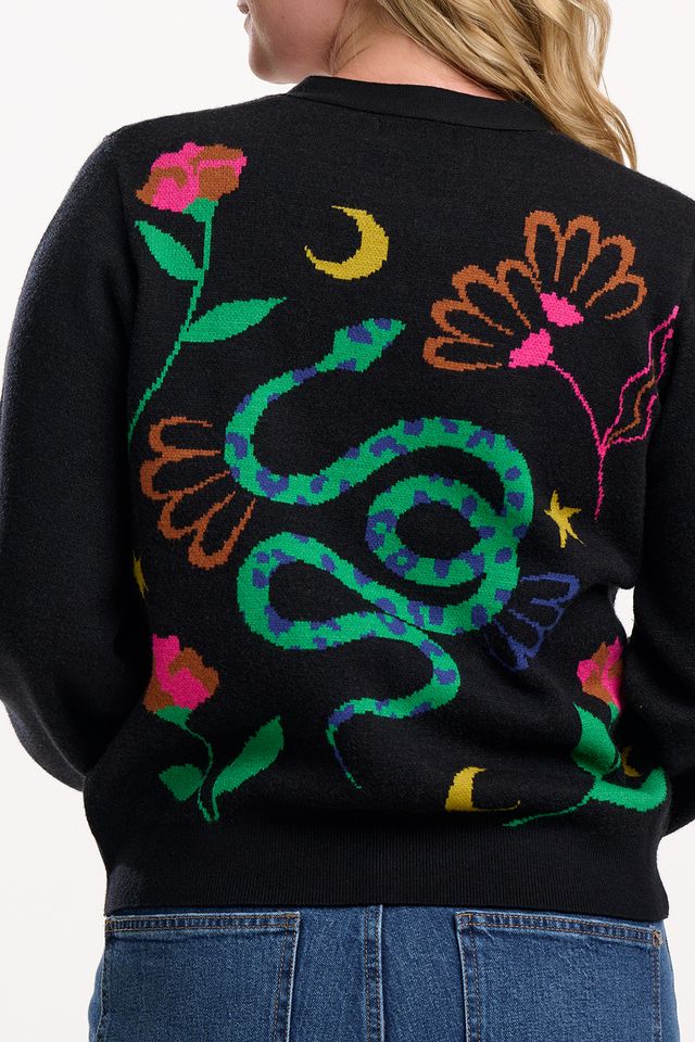 Sugarhill Brighton Adrian Cardigan - Black, Snake Floral